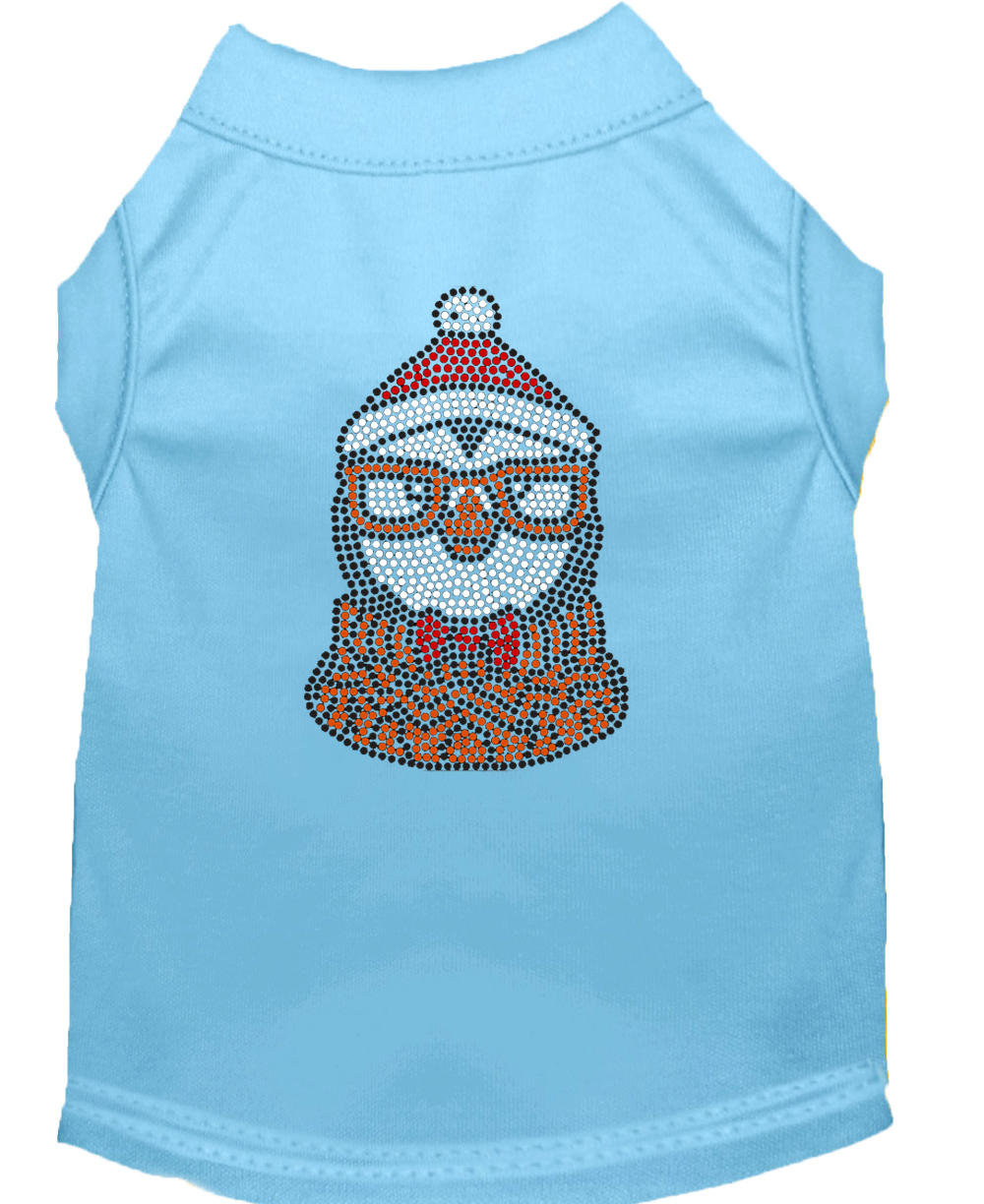 Hipster Penguin Rhinestone Dog Shirt Baby Blue XS